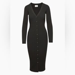Wilfred Charcoal Tight Long Sleeve Tavola Sweater Dress Button Down Size Small
